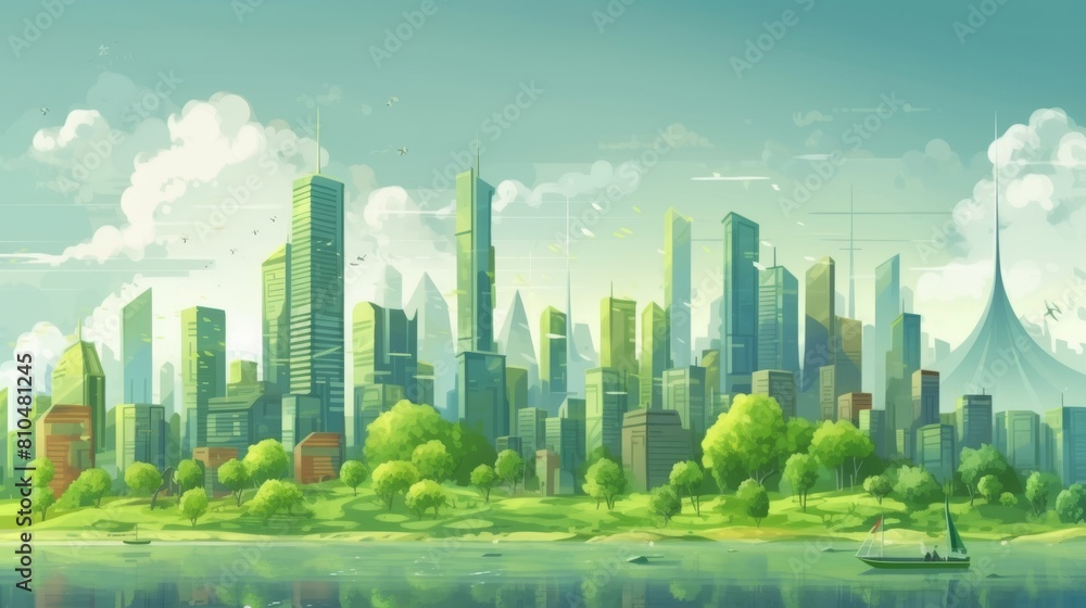 Fototapeta premium green eco city Generative AI