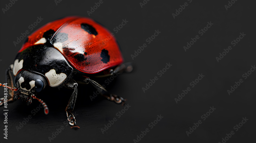 closeup view of ladybug on dark background