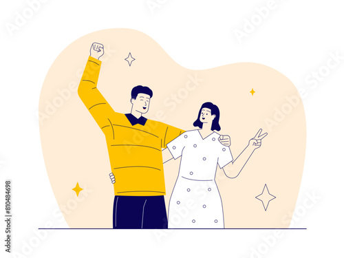Loving couple enjoying in happiness. Happiness vector illustration