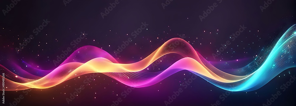 Digital background for tech, AI, data, audio, graphics. Abstract colorful digital particles wave with bokeh and light background, 3d render wave line dot background, line wave light glowing effect Digital background for tech, AI, data, audio, graphics. Abstract colorful digital particles wave with bokeh and light background, 3d render wave line dot background, line wave light glowing effect