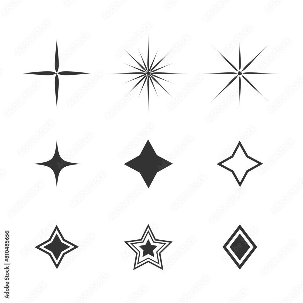 Set of stars and glitter. Vector illustration. Decorative element. Set of stars and glitter. Vector illustration. Decorative element.