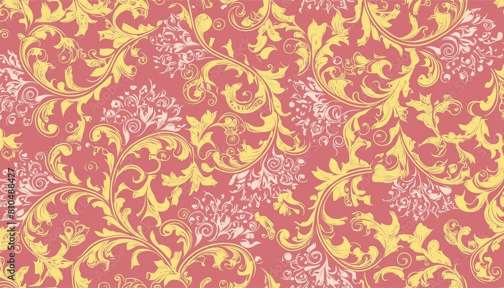 Pink and Yellow Rococo Pattern Background. Pink and Yellow Rococo Pattern Background.
