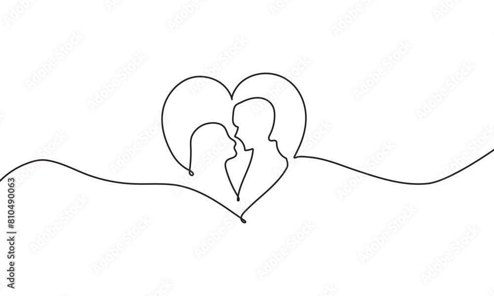 Happy valentine day couple, line style vector Happy valentine day couple, line style vector
