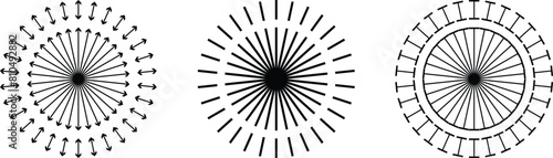 Abstract line star rotating explosion vortex vector illustration. Sharp line sun rise icon, silhouette of sun shine, rotating star, explosion vortex, star linear spiral movement vector illustration.	