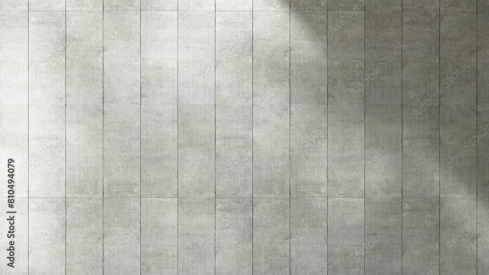 Fototapeta premium Gray concrete cement plank, sunlight cast dappled light, leaf foliage shadow for modern, luxury exterior design decoration, product background 3D