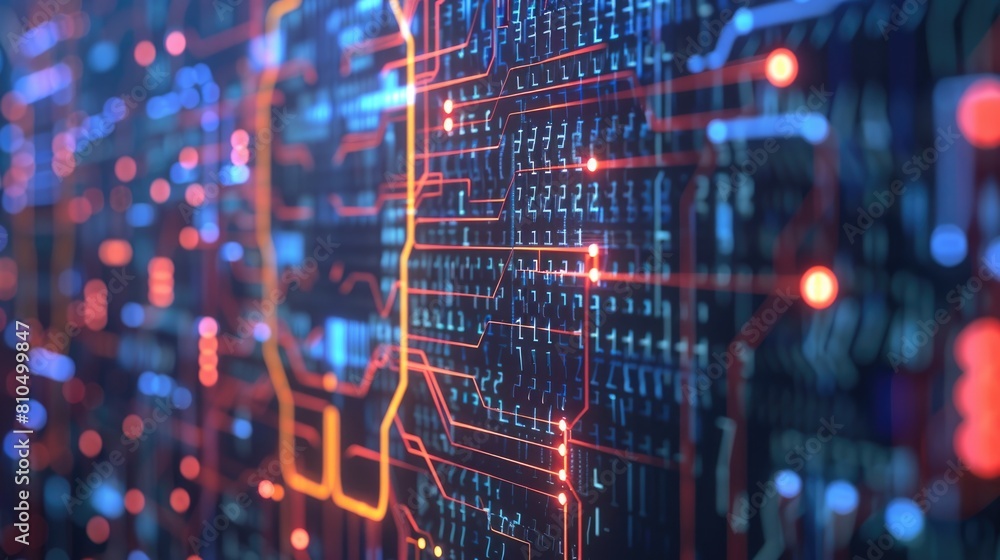 Artificial Intelligence Concept with Glowing Binary Code Artificial Intelligence Concept with Glowing Binary Code