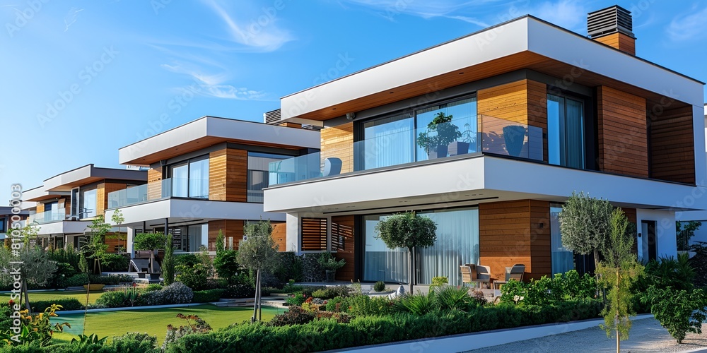 Upper class neighborhood with modern houses Upper class neighborhood with modern houses