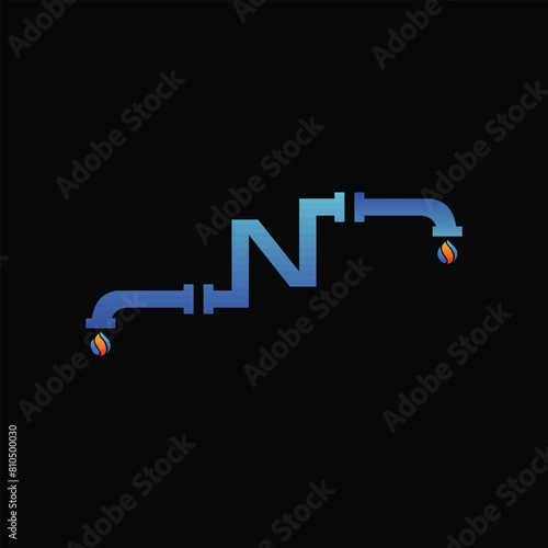 Letter N Plumbing with Gas Oil modern logo design, suitable for your business photo