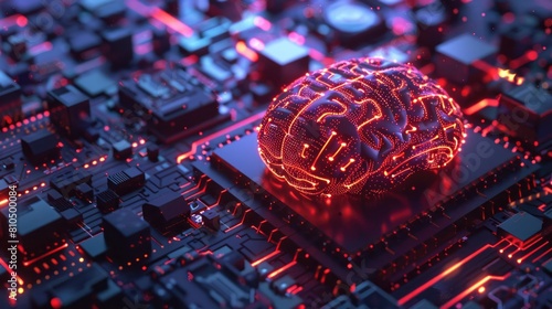 Brain AI Chip Technology Concept with Neural Network