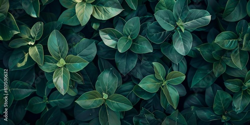 close up of wall of leaves with a dark background