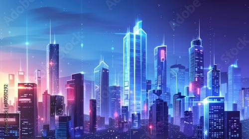 Wallpaper Mural Futuristic Cityscape with Simple Graphic Elements Torontodigital.ca