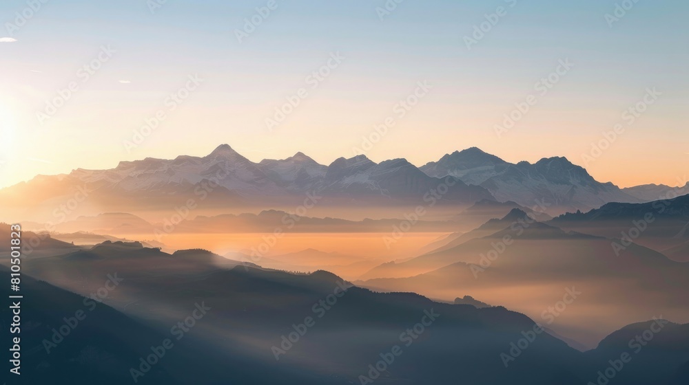 Majestic Mountain Range at Sunrise Majestic Mountain Range at Sunrise