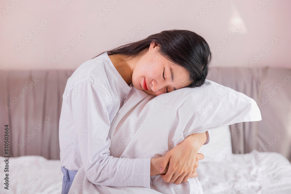 A girl who just got up A girl who just got up