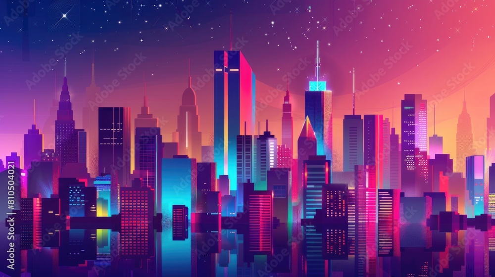 Vibrant Cityscape in Flat Design