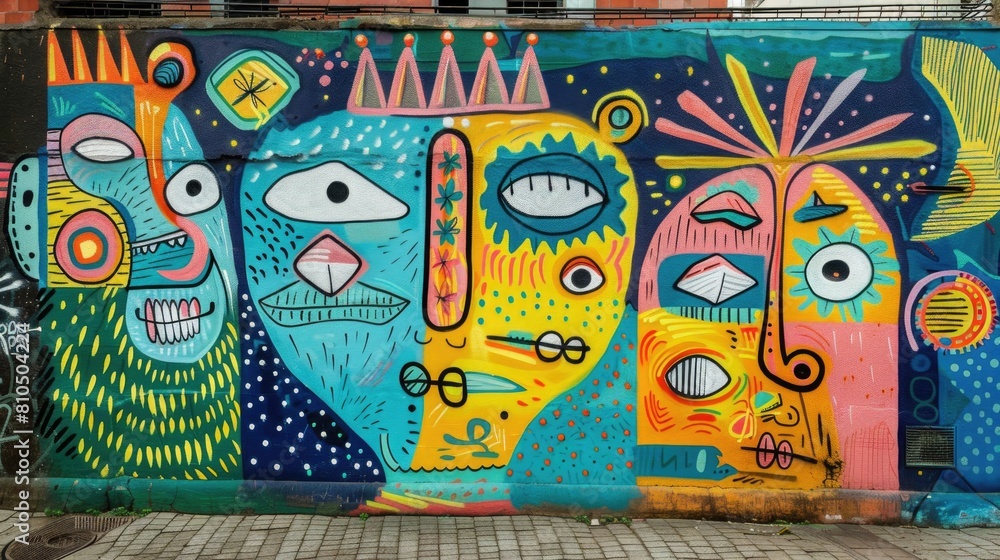 Whimsical Street Art Characters in Playful Graphic Style Whimsical Street Art Characters in Playful Graphic Style