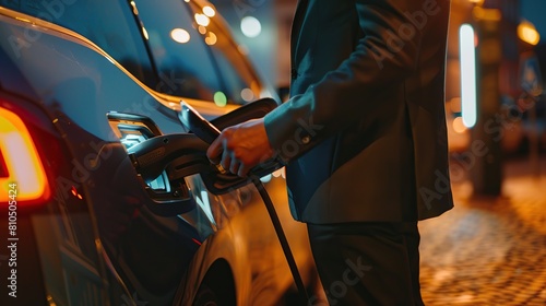 An adult man plays the violin in a symphony orchestra on a blurred background. copy space for text. copy space for text.