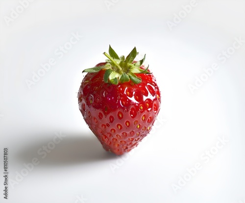 strawberries with green leaves on a white background