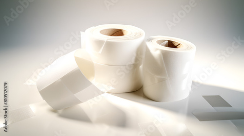 roll of paper of white colour Industrial Technology on white table background