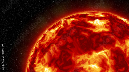 a surface of a scorching sun  emitting powerful solar flare into space  3d illustration