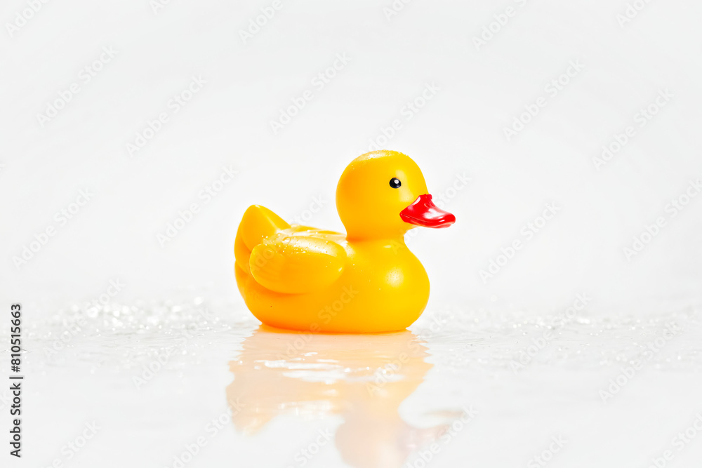 Bright Yellow Rubber Duck on a Wet Surface Bright Yellow Rubber Duck on a Wet Surface