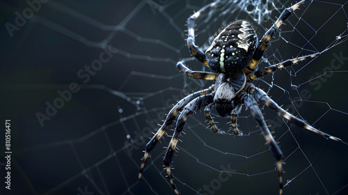 closeup of spider on the blurred dark background