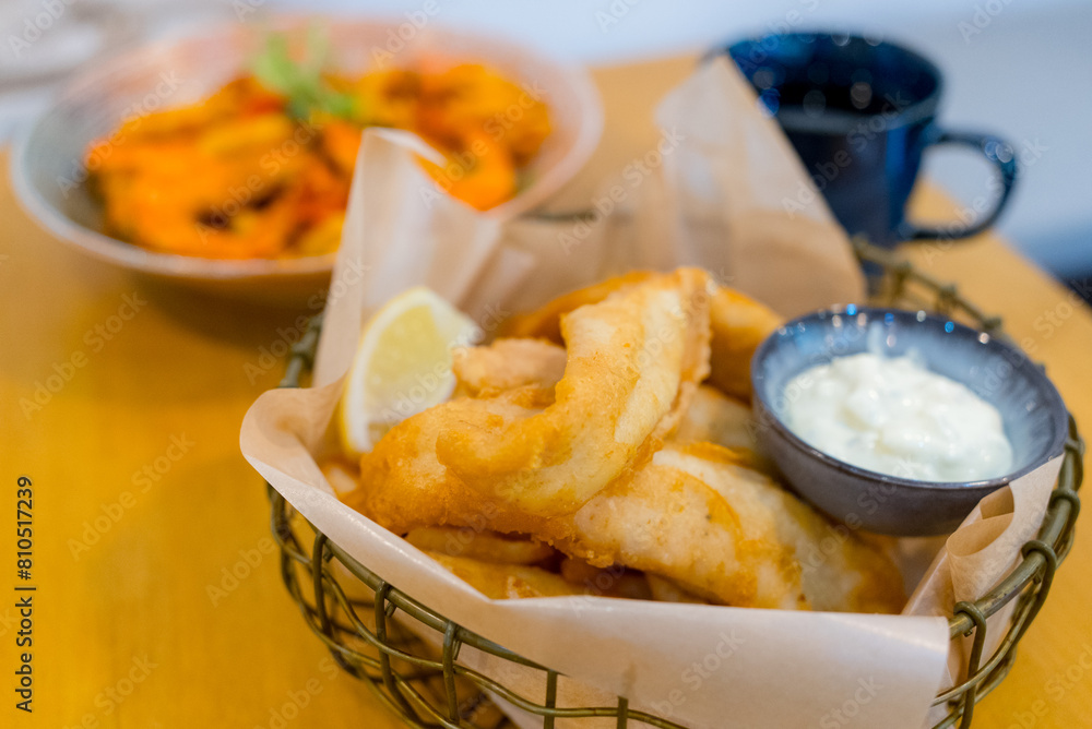 Traditional english dish fish and chips Traditional english dish fish and chips