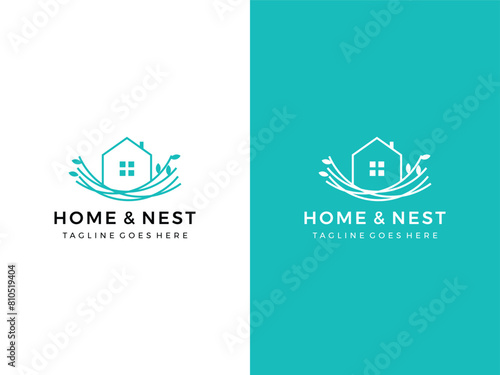 house with a nest logo design vector illustration 