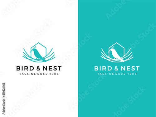 bird and nest logo icon vector illustration 