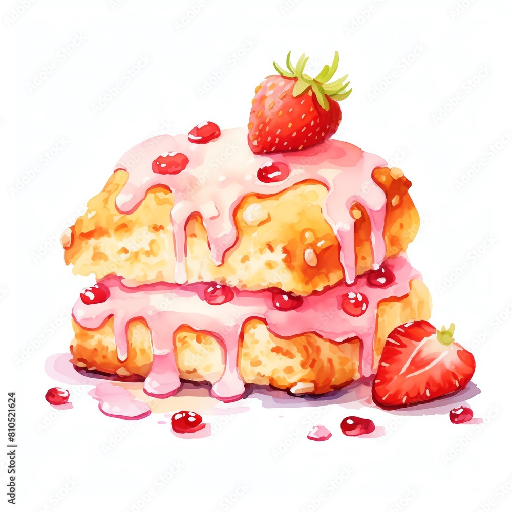 Photo of The Strawberry Scone, Isolated on white background Photo of The Strawberry Scone, Isolated on white background
