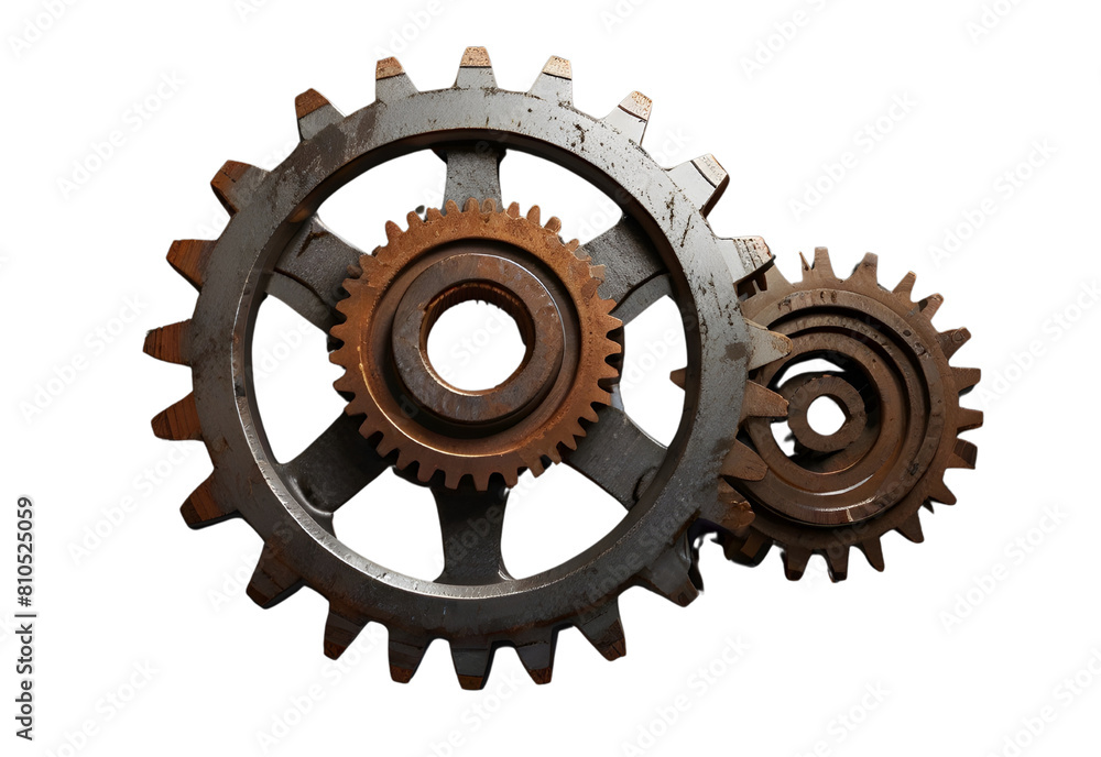 Rusty metal gears and cogs Hyperrealistic Highly Detailed Isolated On Solid White Background Png File, generative AI Rusty metal gears and cogs Hyperrealistic Highly Detailed Isolated On Solid White Background Png File, generative AI