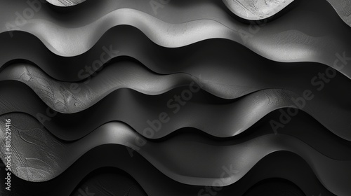 Black metal waves. 3d rendering.