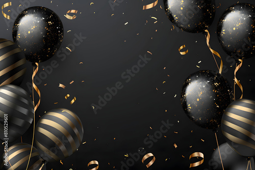 Luxury air balloon background. Happy Birthday or celebration greeting card. photo
