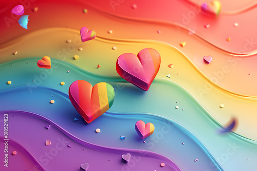 Happy pride month background with heart and rainbow color.