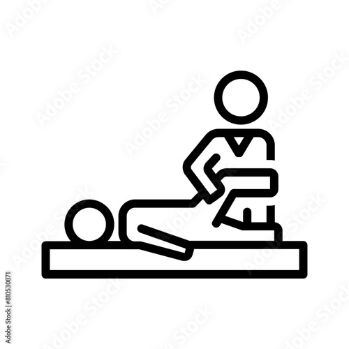 Vector black line icon for Physical therapist