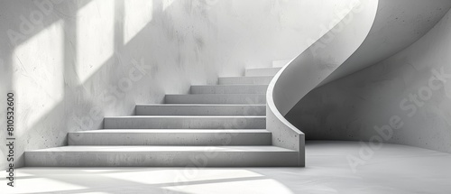 Minimalist Spiral Staircase in Soft White Tones.