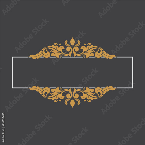 set of Golden Vintage frame Ornament . Golden Border ornament with crown. Vintage Name Tag ornament. Suitable for wedding invitation card. Vintage frame Ornament