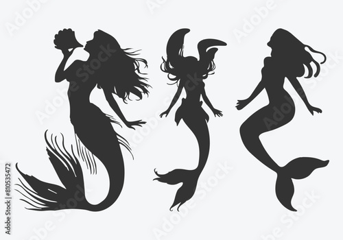 Enchanting Ocean Symphony, A Majestic Collection of Mermaid Siren Silhouettes