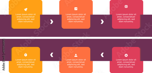 Six box timeline infographics for business and marketing presentations