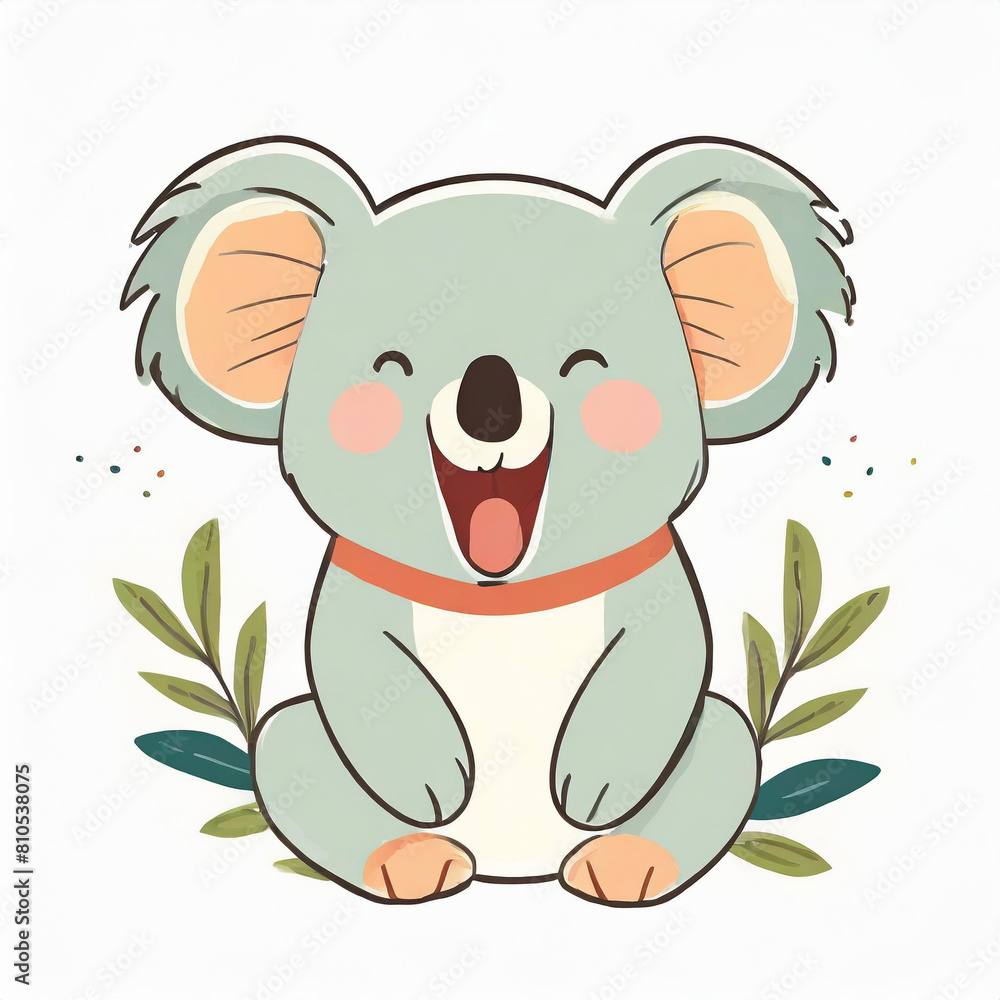 Fototapeta premium Colorful koala yawning, eyes closed