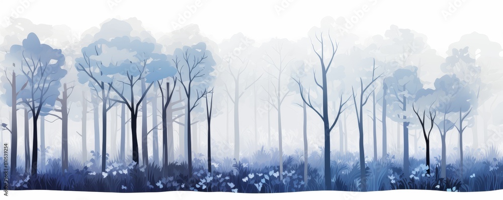 Obraz premium A watercolor painting of a winter forest