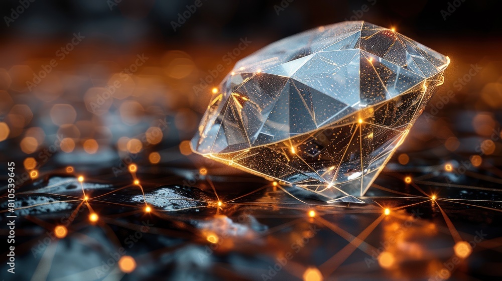 gemstone Polygonal wire mesh consisting of lines and points gemstone Polygonal wire mesh consisting of lines and points
