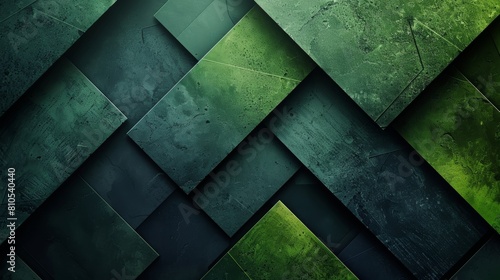 Green and black geometric shapes form an interesting pattern in this abstract background. photo