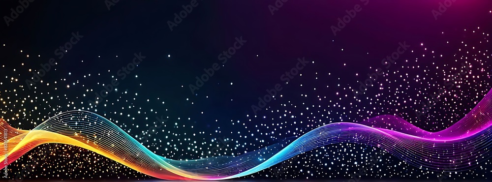 Digital background for tech, AI, data, audio, graphics. Abstract colorful digital particles wave with bokeh and light background, 3d render wave line dot background, line wave light glowing effect Digital background for tech, AI, data, audio, graphics. Abstract colorful digital particles wave with bokeh and light background, 3d render wave line dot background, line wave light glowing effect
