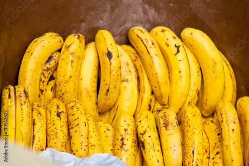 Bananas at the market display stand