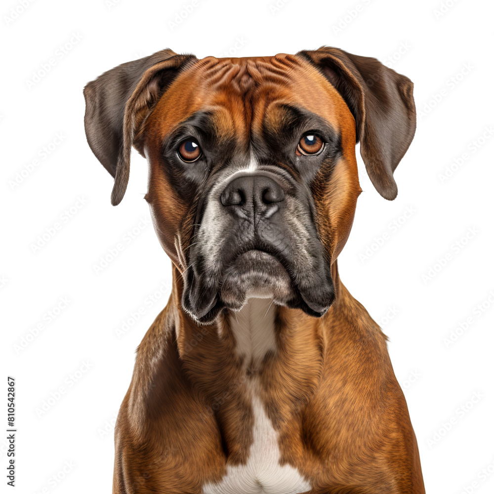 A studio shot of a Boxer dog, a breed of domestic dog. A studio shot of a Boxer dog, a breed of domestic dog.