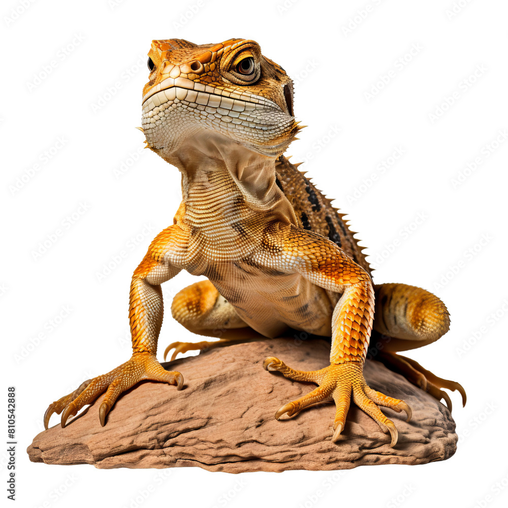 Obraz premium Agama lizard is sitting on a rock