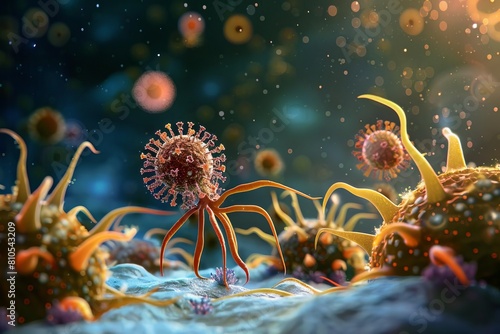 The microscopic world of viruses and their interactions with host cells