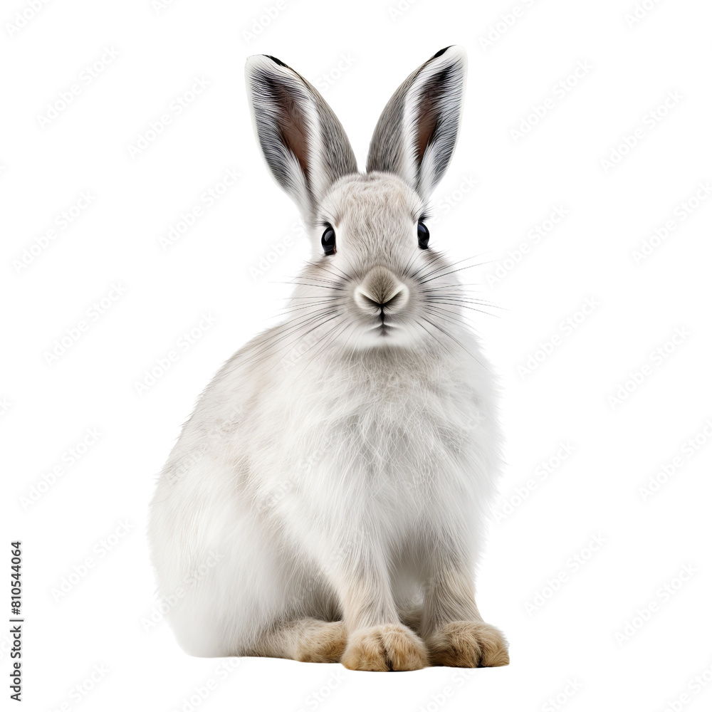 Cute white rabbit isolated on transparent background