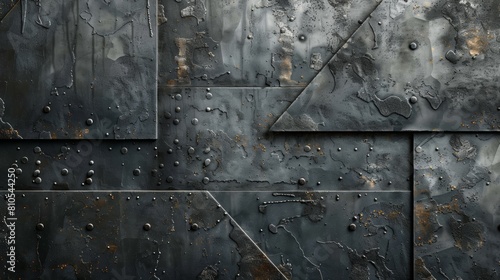 Rusted metal background with rivets.