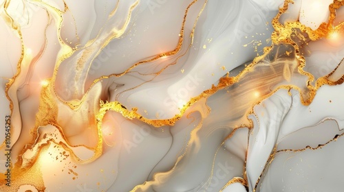 Luxury abstract fluid art painting background alcohol ink technique white and gold --ar 16:9 Job ID: 1ede95f1-63d1-4ac8-ab6a-6a2a130962be